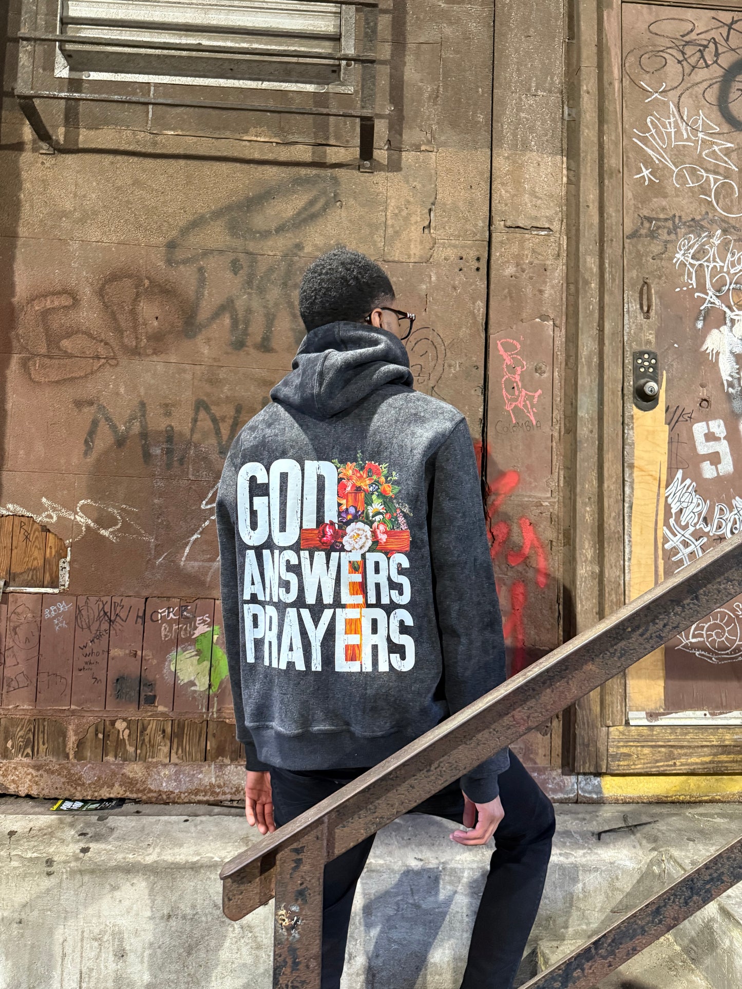 Acid Washed God Answers Prayers Hoodie