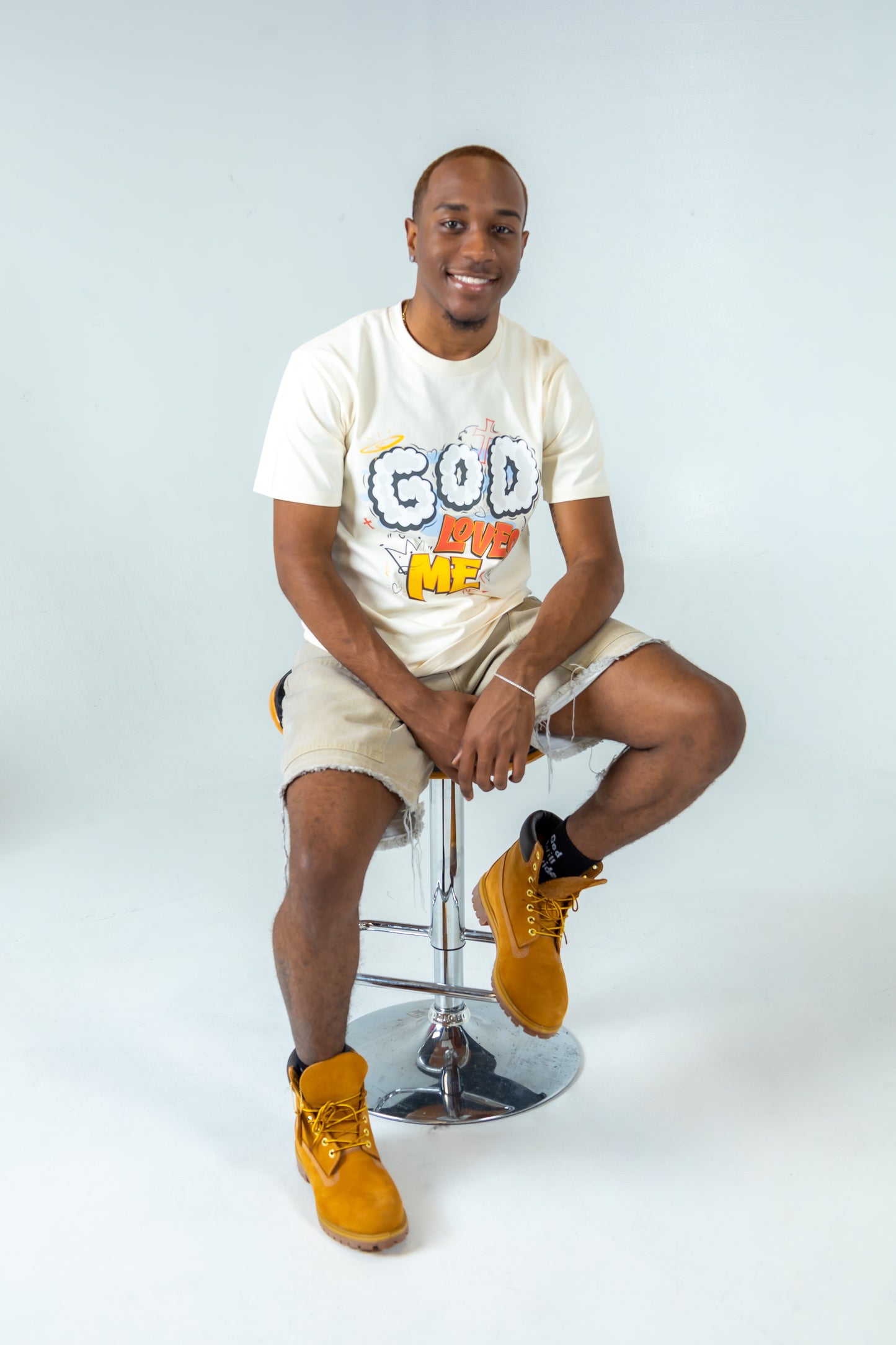 Cream God Loves Me Tee