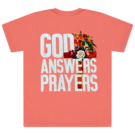 Peach God Answers Prayers Tee