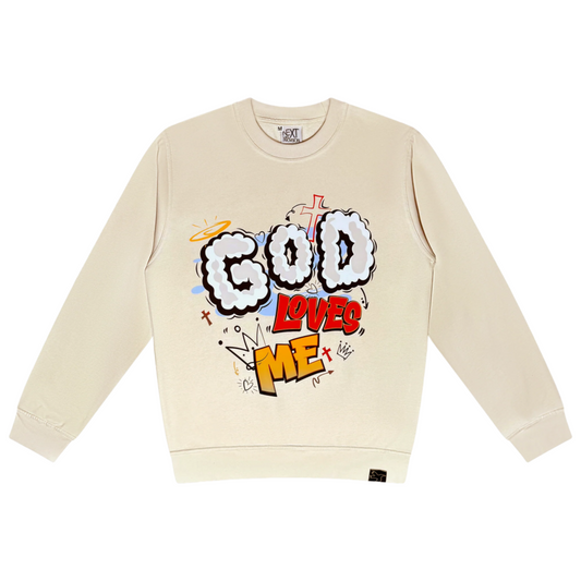 Cream God Loves Me Sweatshirt