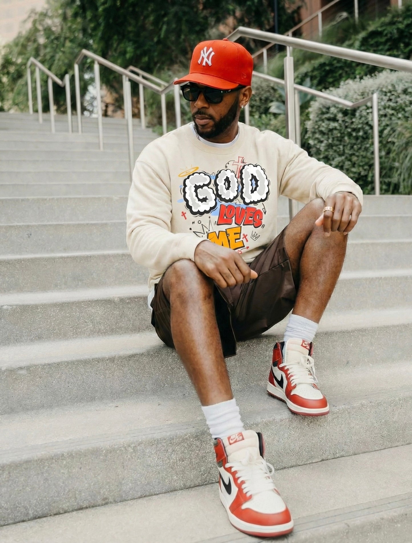 Cream God Loves Me Sweatshirt