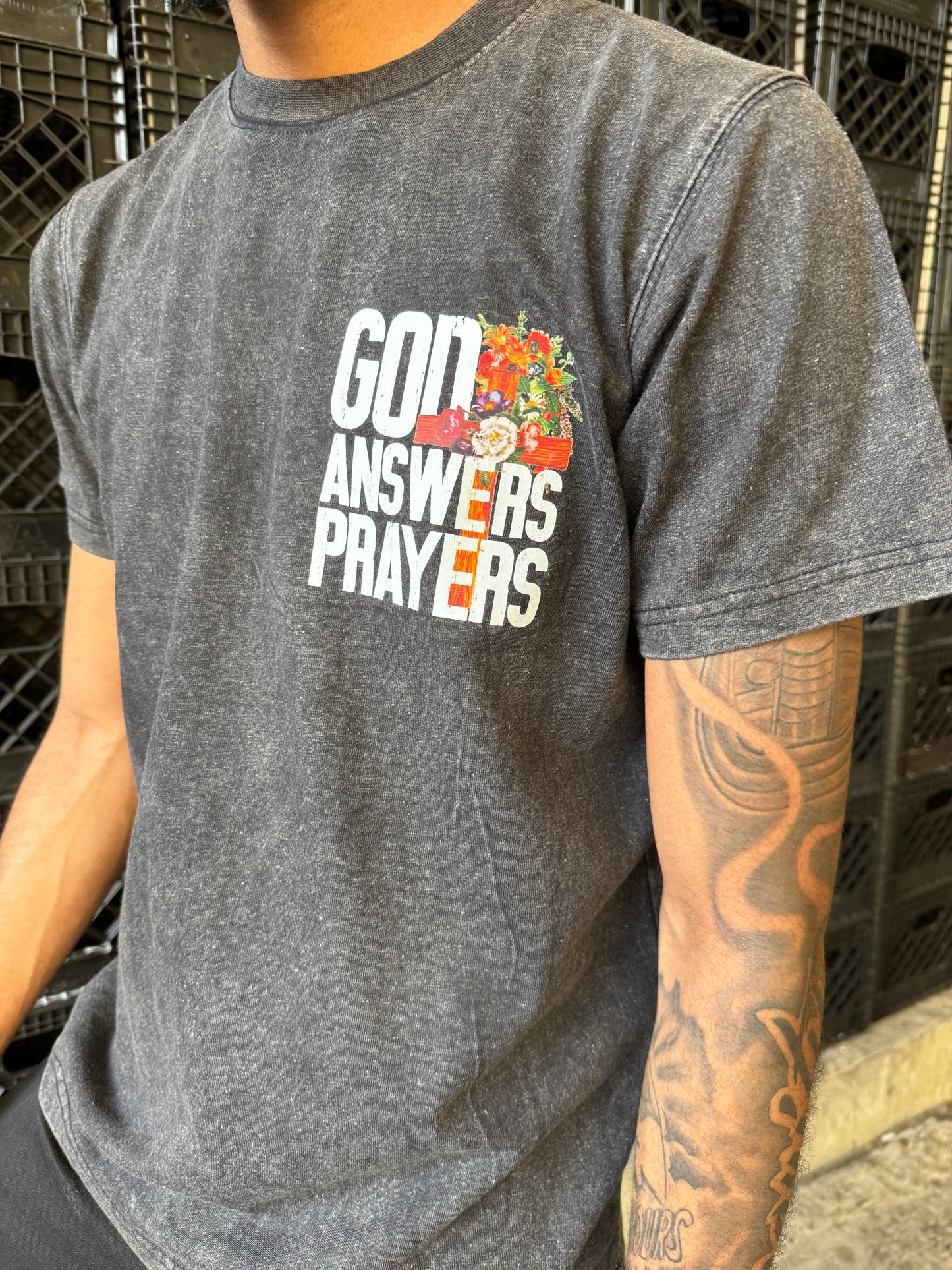 Acid Washed God Answers Prayers Tee